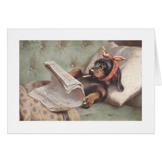 Vintage - Dachshund on the Couch, Cards (Front Horizontal)
