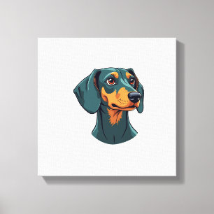 Vintage Dachshund Portrait Art Retro Dog Illustrat Canvas Print
