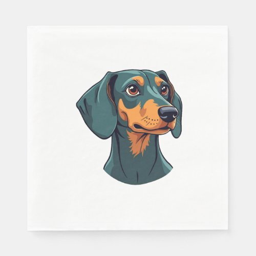 Vintage Dachshund Portrait Art Retro Dog Illustrat Napkins