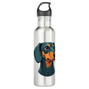 Vintage Dachshund Portrait Art Retro Dog Illustrat Stainless Steel Water Bottle