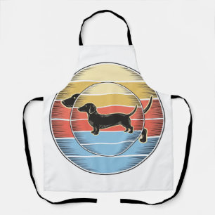 Vintage Dachshund Retro Sunset Dog Shirt Design_1 Apron