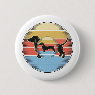 Vintage Dachshund Retro Sunset Dog Shirt Design_1 Button