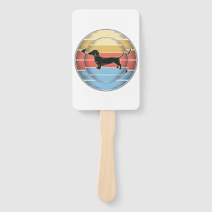 Vintage Dachshund Retro Sunset Dog Shirt Design_1 Hand Fan