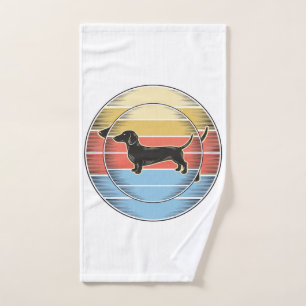Vintage Dachshund Retro Sunset Dog Shirt Design_1 Hand Towel