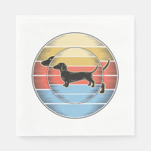Vintage Dachshund Retro Sunset Dog Shirt Design_1 Napkins