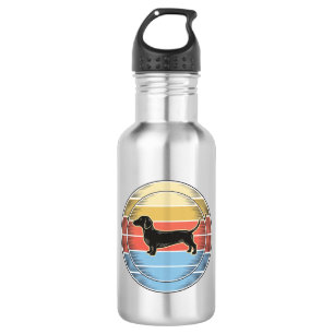 Vintage Dachshund Retro Sunset Dog Shirt Design_1 Stainless Steel Water Bottle