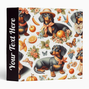 Vintage Dachshund Seamless 3 Ring Binder
