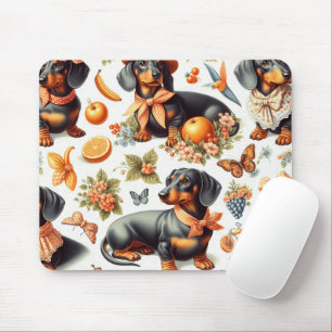 Vintage Dachshund Seamless Mouse Pad