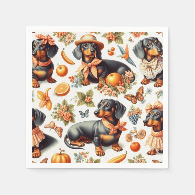 Vintage Dachshund Seamless Napkins (Front)