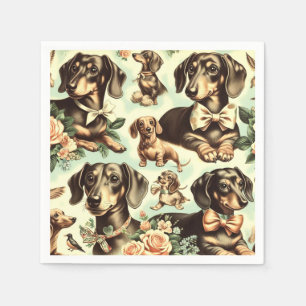 Vintage Dachshund Seamless Painting Napkins