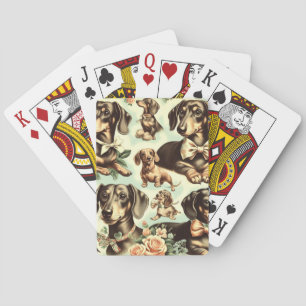 Vintage Dachshund Seamless Painting Poker Cards