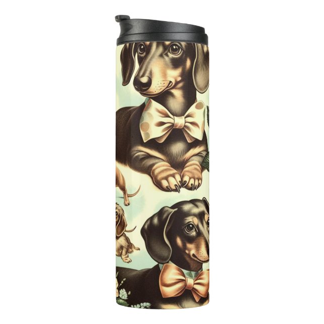 Vintage Dachshund Seamless Painting Thermal Tumbler (Rotated Right)