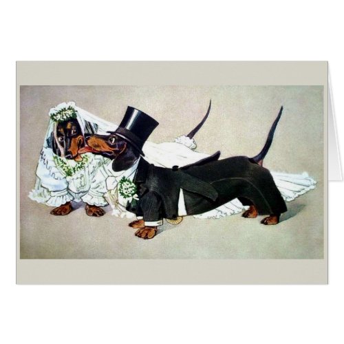 Vintage Dachshund Wedding Card