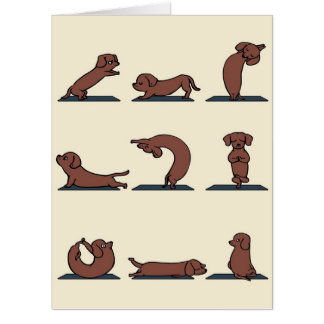 Vintage Dachshund Yoga | Cute Dog For Birthday Card