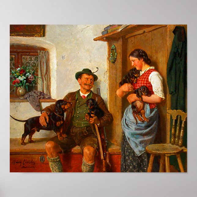 Vintage Dachshunds Poster (Front)