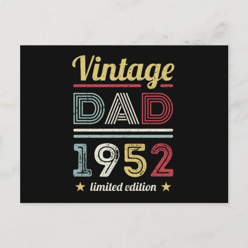 Vintage Dad 1952 70th Birthday Gift Men Retro Postcard