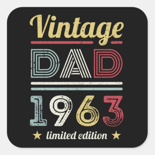 Vintage Dad 1963 60th Birthday Gift Men Retro Square Sticker