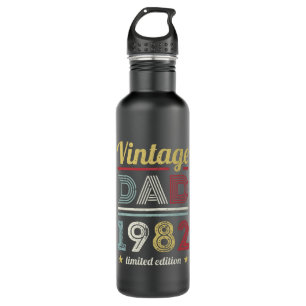 Vintage Dad 1982 40th Birthday Gift Men Retro Stainless Steel Water Bottle