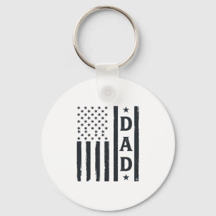 Vintage Dad American Flag Vector Design_1 Keychain