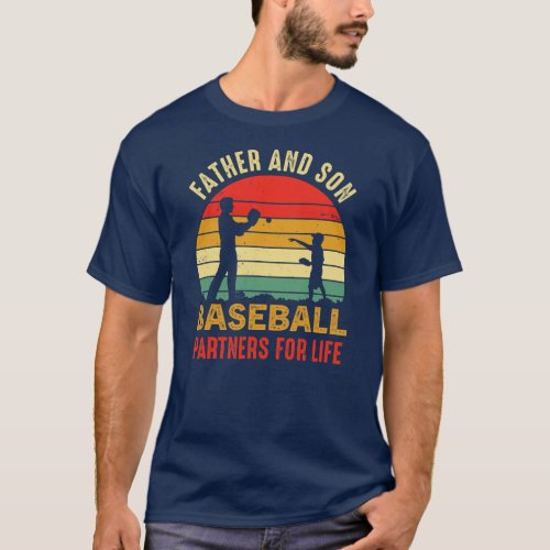 Vintage Dad And Son Baseball Partners For Life T_Shirt