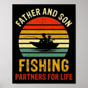 Vintage Dad And Son Fishing Partners For Life Fath Poster