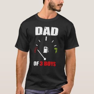 Vintage Dad Dad Of 3 Boys Battery Low Father's D T-Shirt