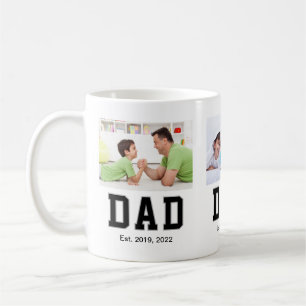 Vintage Dad Established Black Text 3 Photo Coffee Mug