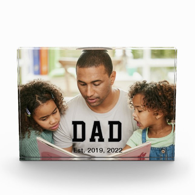 Vintage Dad Established Gift Photo Block (Front)