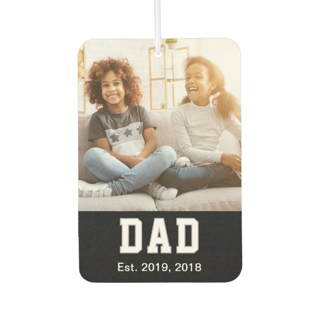 Vintage Dad Established Gift Text Photo Air Freshener (Front)