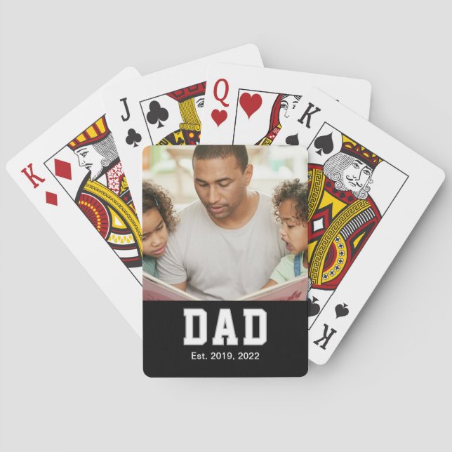 Vintage Dad Established Gift Text Photo Poker Cards (Back)