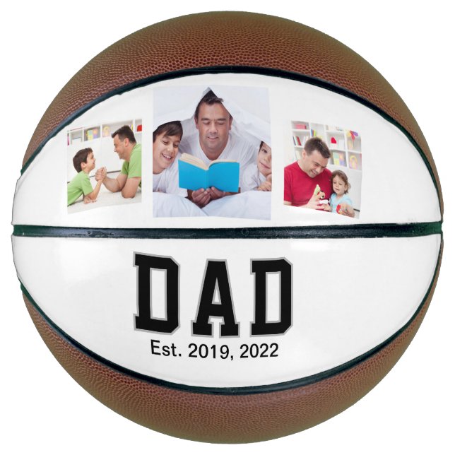 Vintage Dad Established Text 3 Photo Gift Basketball (Front)