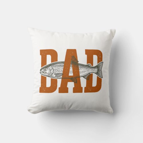 Vintage Dad Fishing Vector Shirt Design_1 Throw Pillow