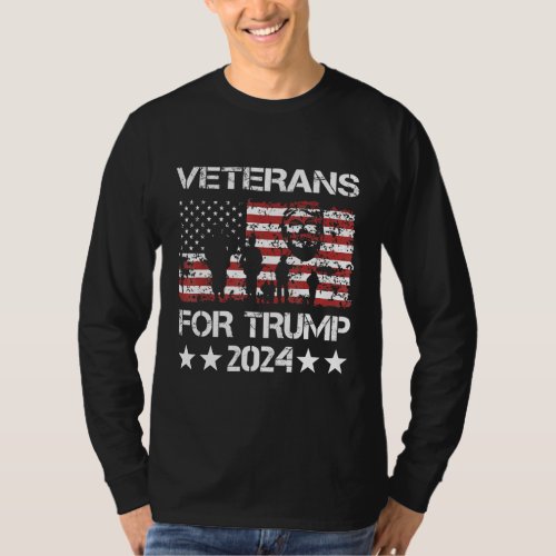 Vintage Dad Grandpa Veterans For Trump 2024 T_Shirt