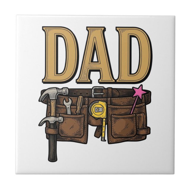 Vintage Dad Tool Belt Fathers Day Ceramic Tile (Front)