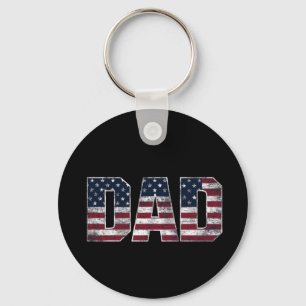 Vintage Dad Usa Flag ,American Daddy Father's Day  Keychain