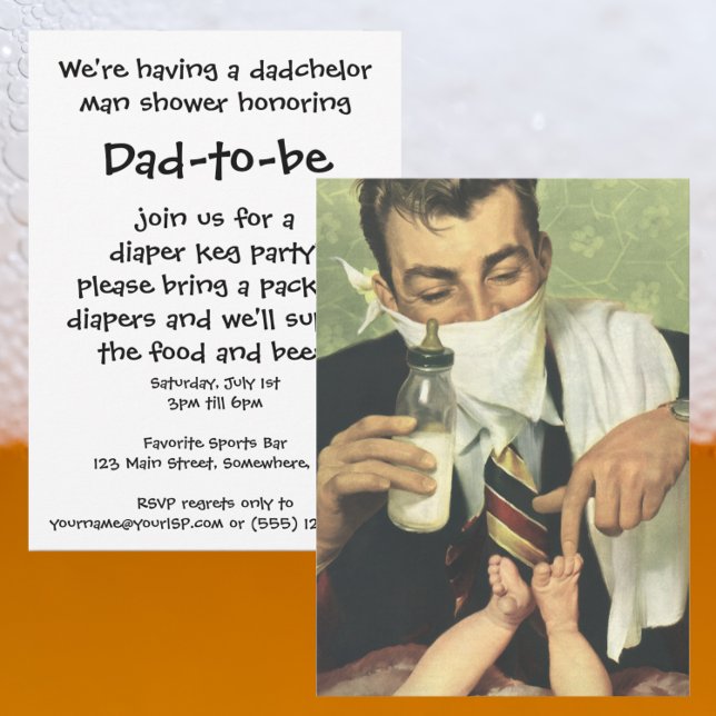 Vintage Dadchelor Baby Shower Man Shower Party Invitation