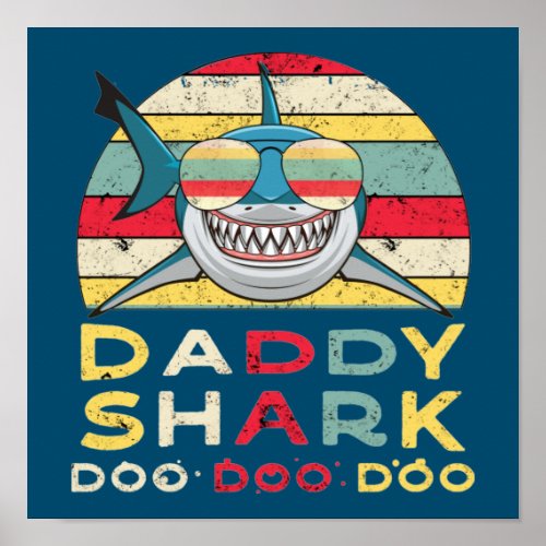 Vintage Daddy Shark Doo Doo Doo Poster