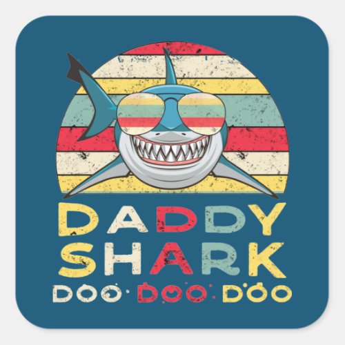 Vintage Daddy Shark Doo Doo Doo Square Sticker