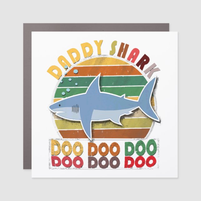Vintage Daddy Shark Fathers Day Car Magnet (Front)