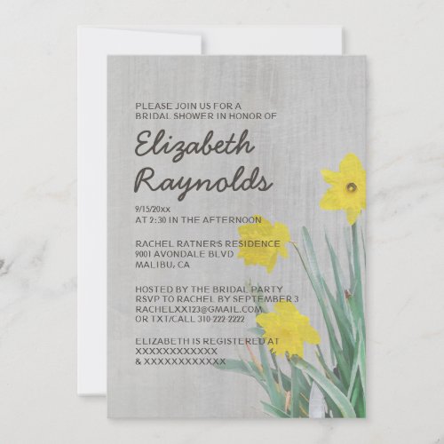 Vintage Daffodil Bridal Shower Invitations