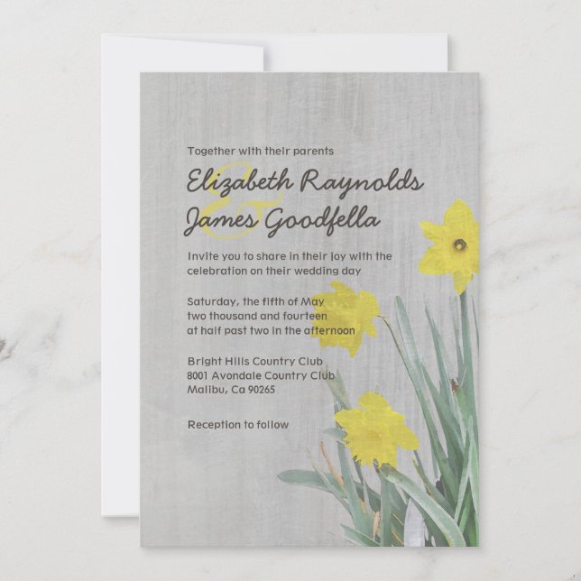 Vintage Daffodil Wedding Invitations (Front)