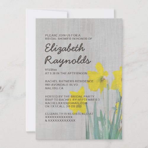 Vintage Daffodils Bridal Shower Invitations