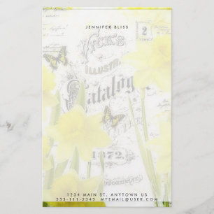 Vintage daffodils personalized stationery