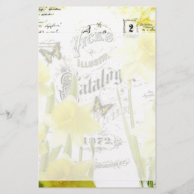 Vintage daffodils stationery (Front)