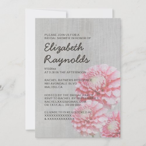 Vintage Dahlia Bridal Shower Invitations