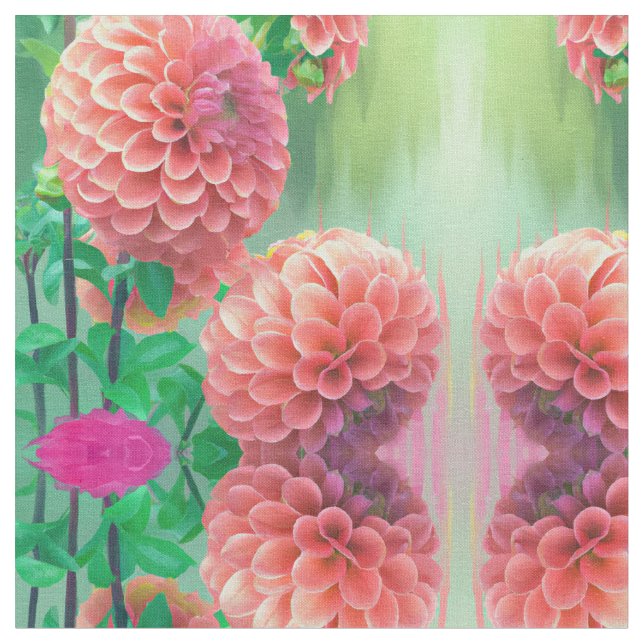 Vintage Dahlia Floral Fabric Design Pattern (Close Up)