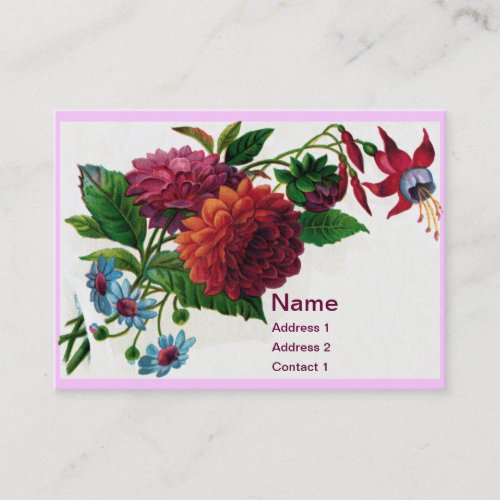 Vintage Dahlias and Fuchsias Business Card Templates