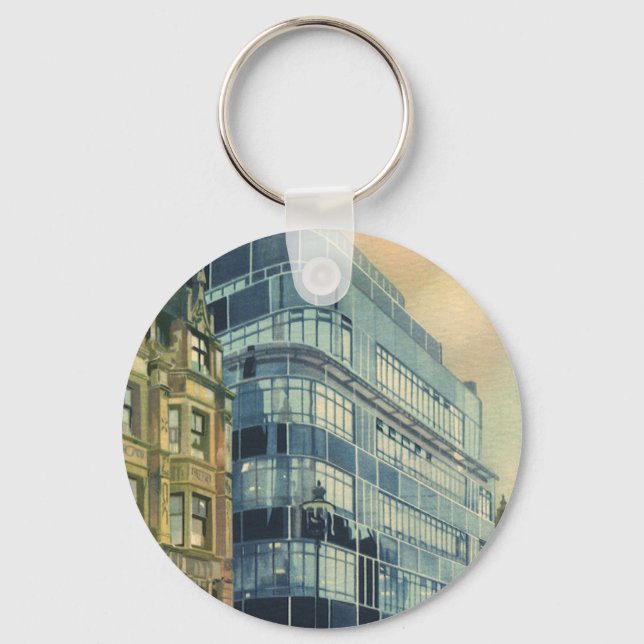 Vintage Daily Express Building on Fleet Street Keychain (Front)