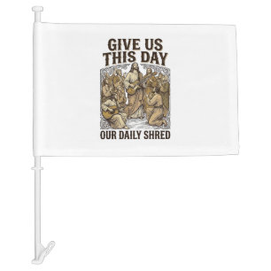 Vintage Daily Shred Religious Guitar Vector Car Flag