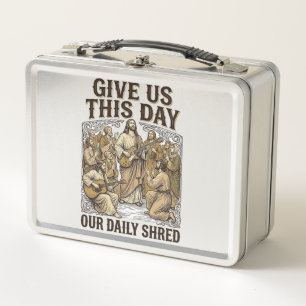 Vintage Daily Shred Religious Guitar Vector Metal Lunch Box